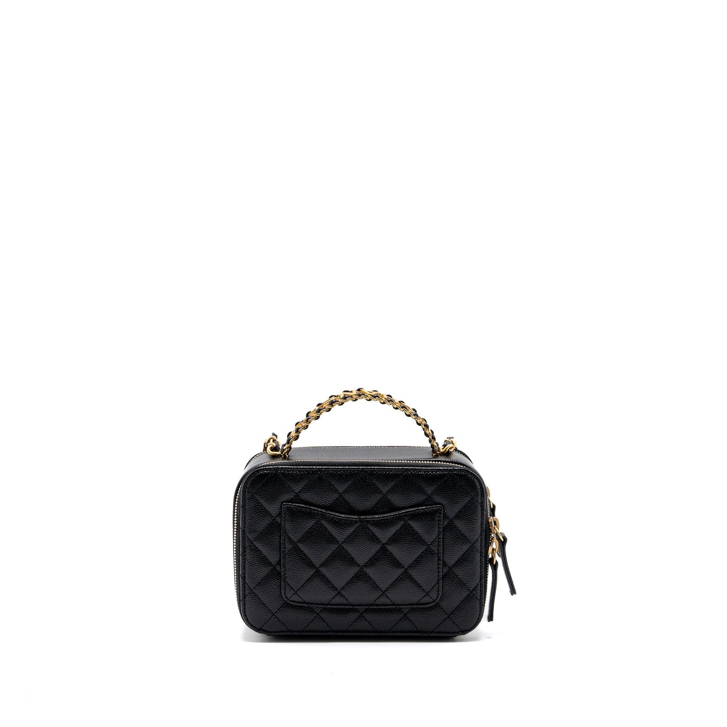 Chanel Letter top Handle Small vanity case caviar Black Brushed (microchip)