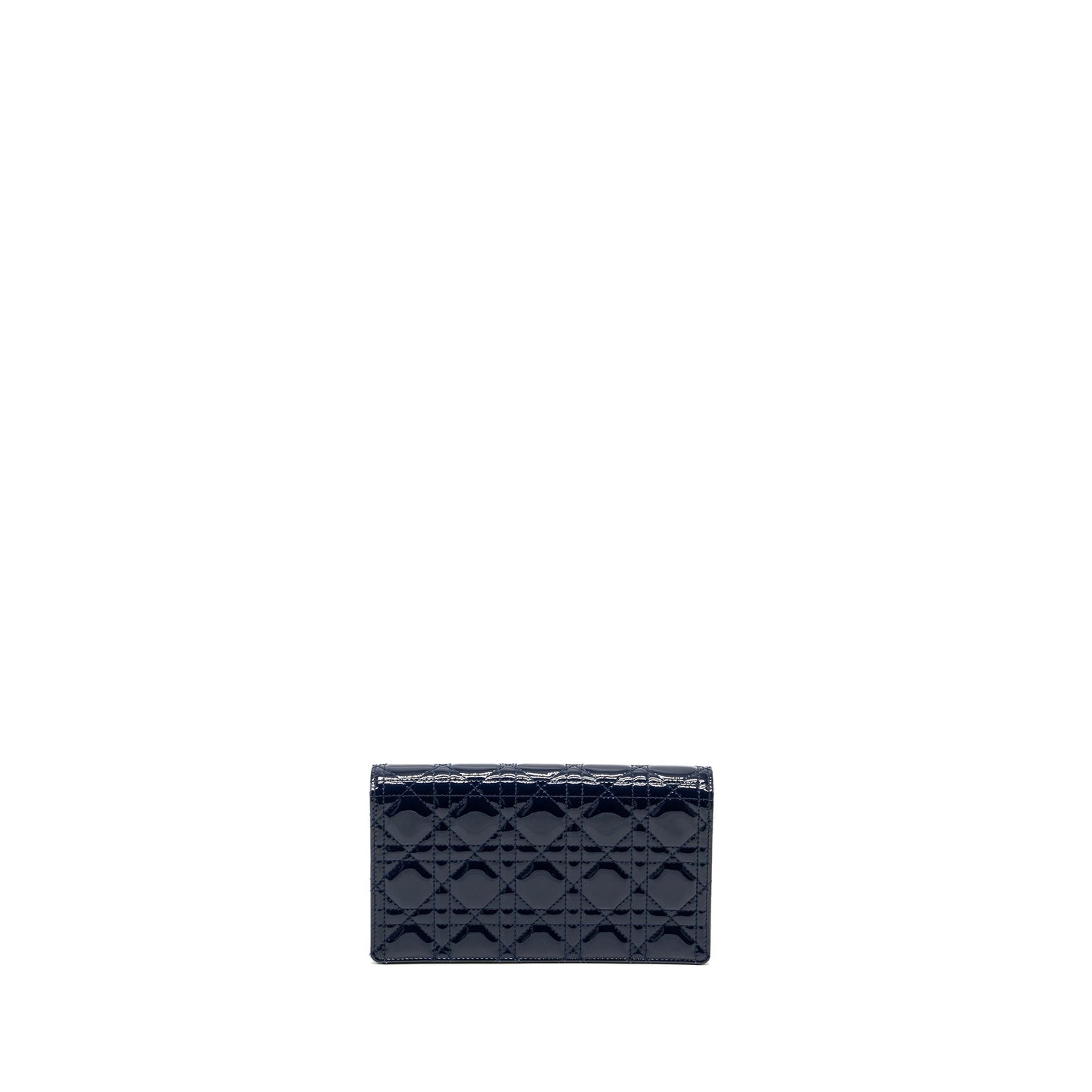 Dior Lady Dior Pouch with Chain patent dark blue