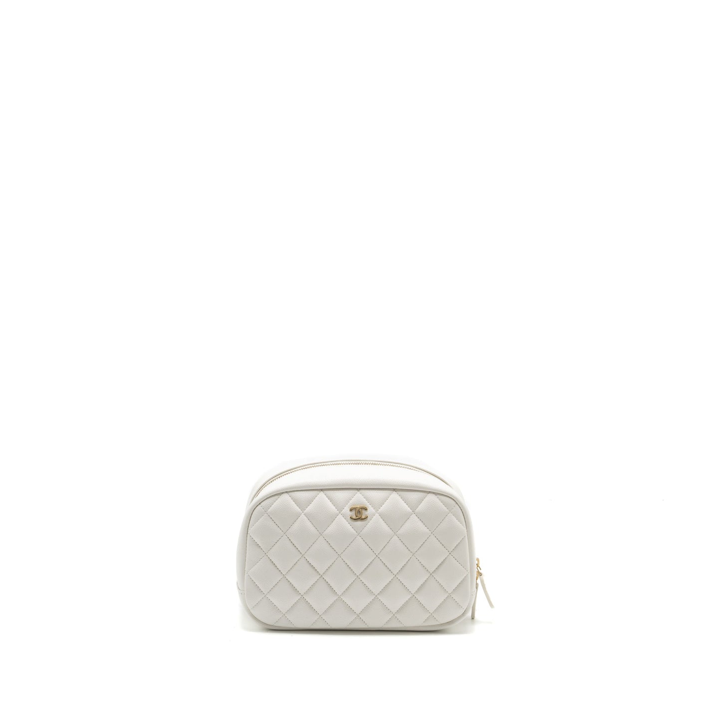 Chanel timeless classic pouch grained calfskin white L (microchip)