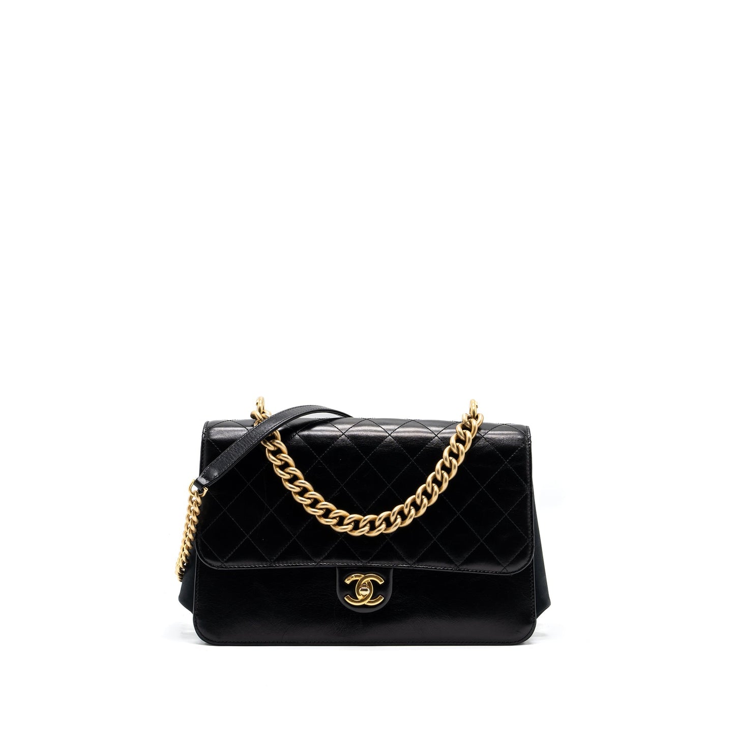 Chanel Flap Bag with chains handle calfskin black