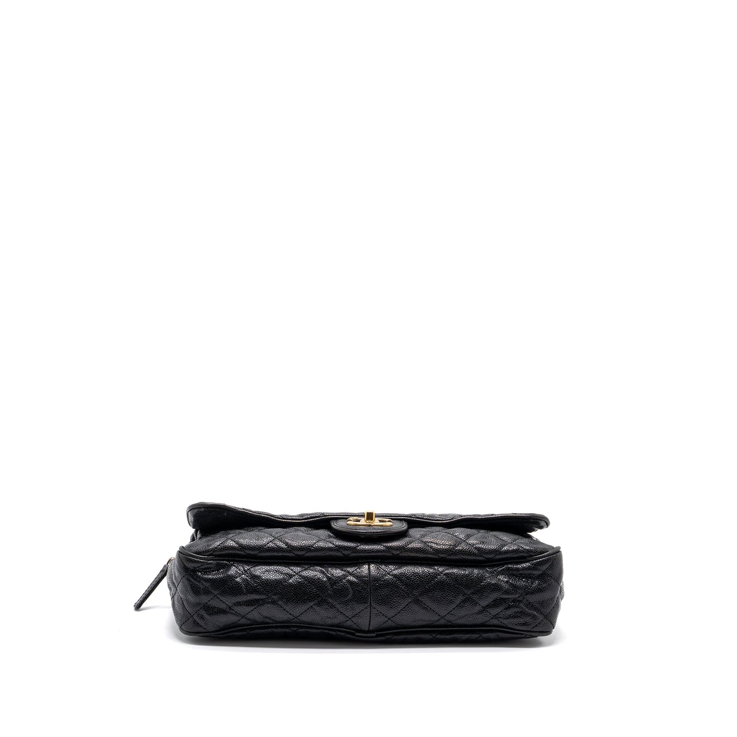 Chanel Large Flap Bag Grained Calfskin Black Brushed