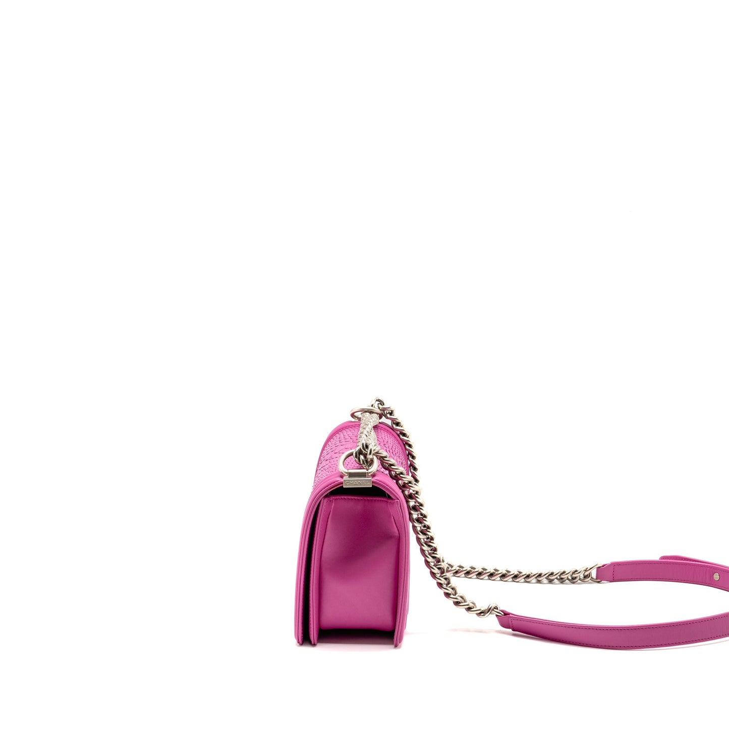 Chanel Medium Boy Flap Bag Python Pink Brushed