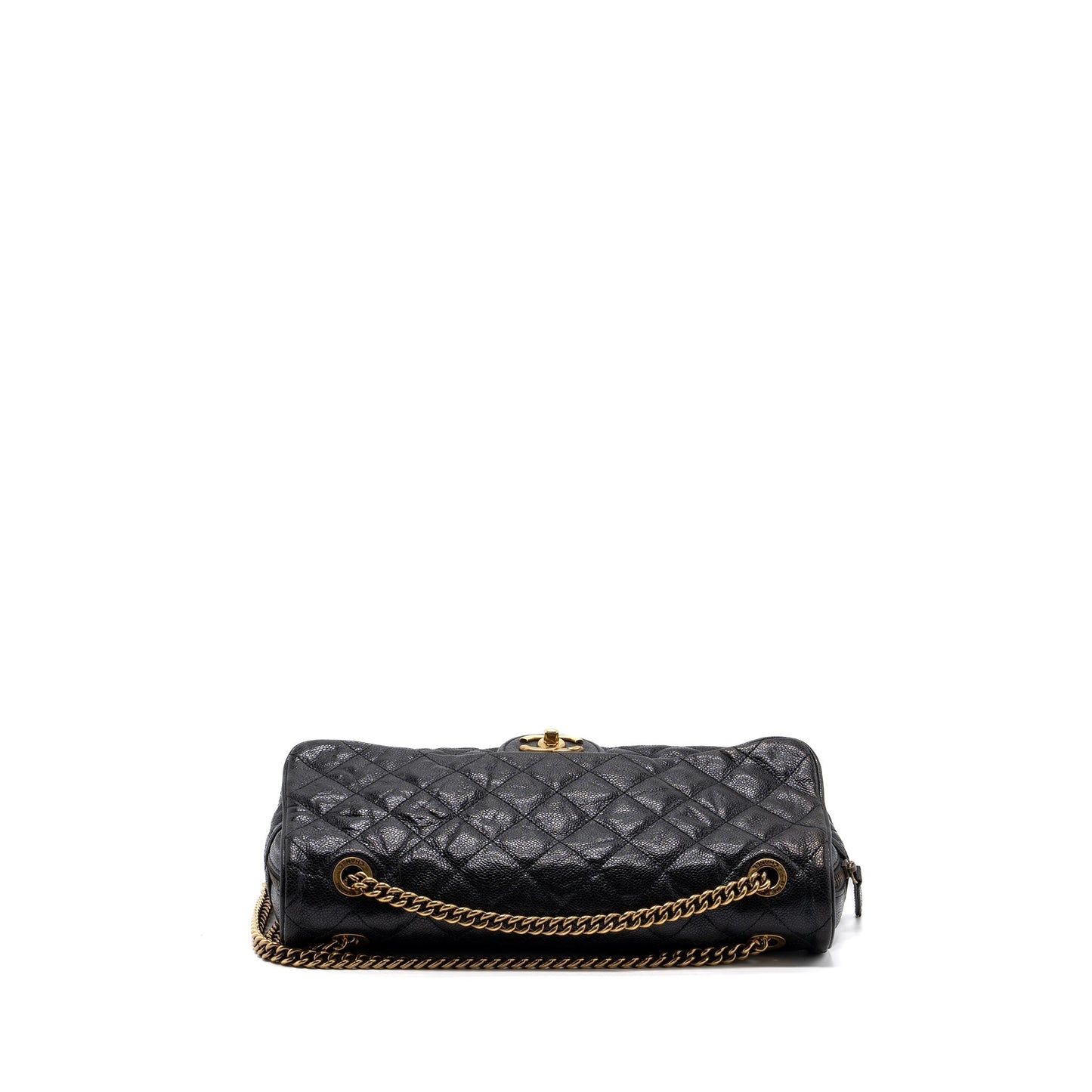 Chanel Large Flap Bag Grained Calfskin Black Brushed