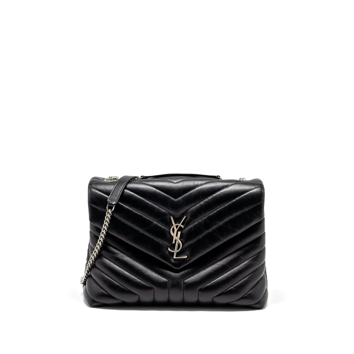 Saint Laurent / Medium Lou Lou Purse Calfskin Black Ruthenium Hardware