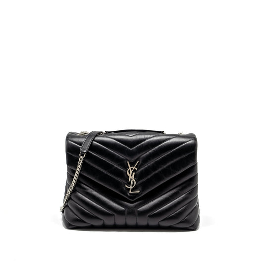 Saint Laurent / Medium Lou Lou Purse Calfskin Black Ruthenium Hardware