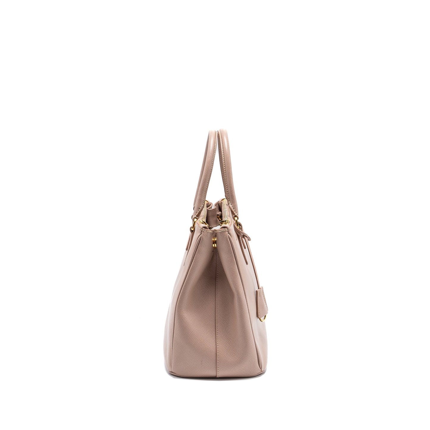 PRADA FUOCO SAFFIANO LEATHER MEDIUM DOUBLE LIGHT