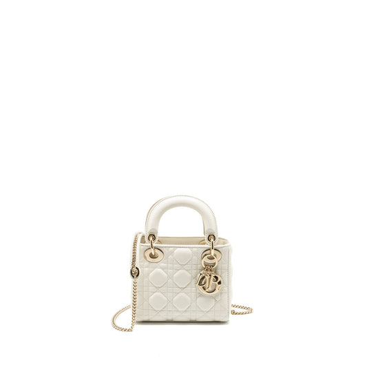 Dior Mini Lady Dior Lambskin White