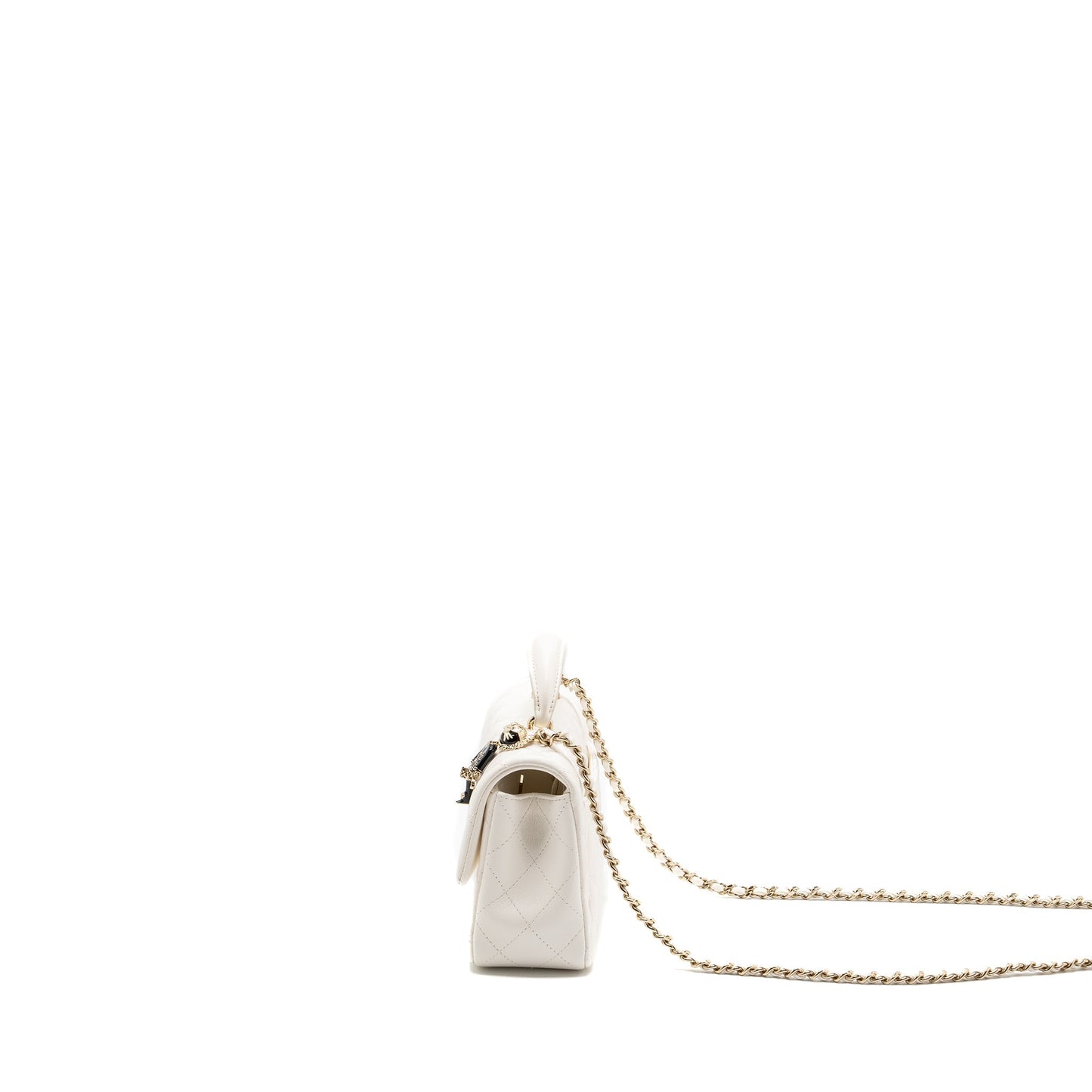 Chanel top handle mini rectangular flap bag lambskin white L (Microchip)