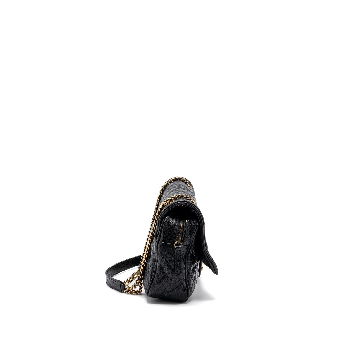 Chanel Large Flap Bag Grained Calfskin Black Brushed