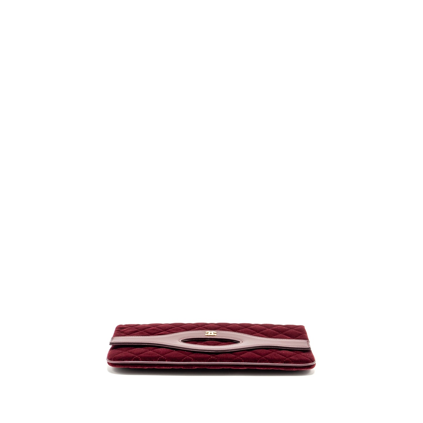 Chanel Folding Clutch Bag Velvet/Lambskin Burgundy L