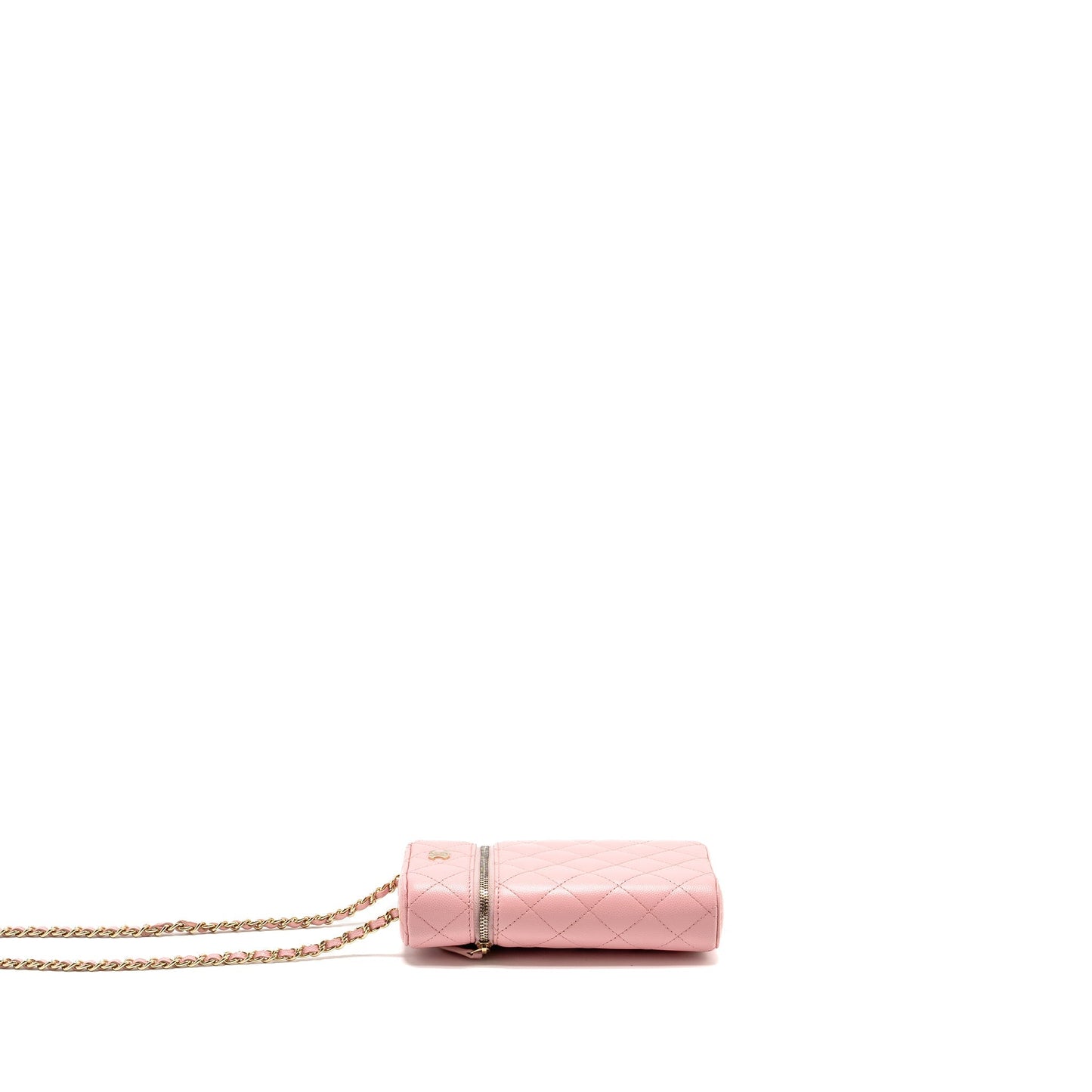 Chanel Vanity Phone Holder With Chain Caviar Pink L