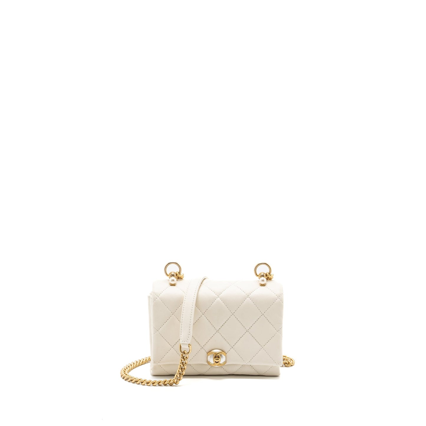 Chanel quilted mini flap bag Calfskin white