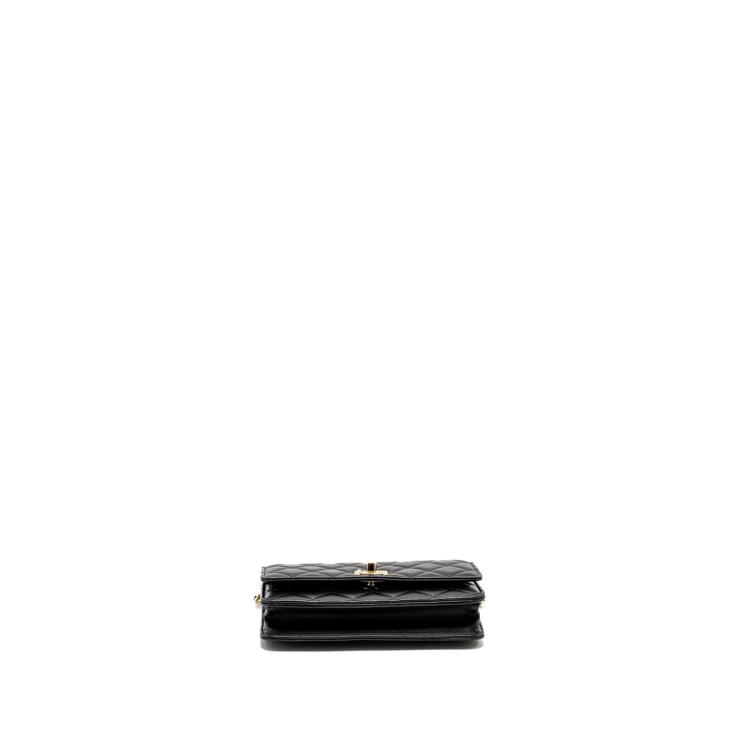 Chanel Pearl Detailed Top Handel Wallet On Chain Lambskin Black L (Microchip)