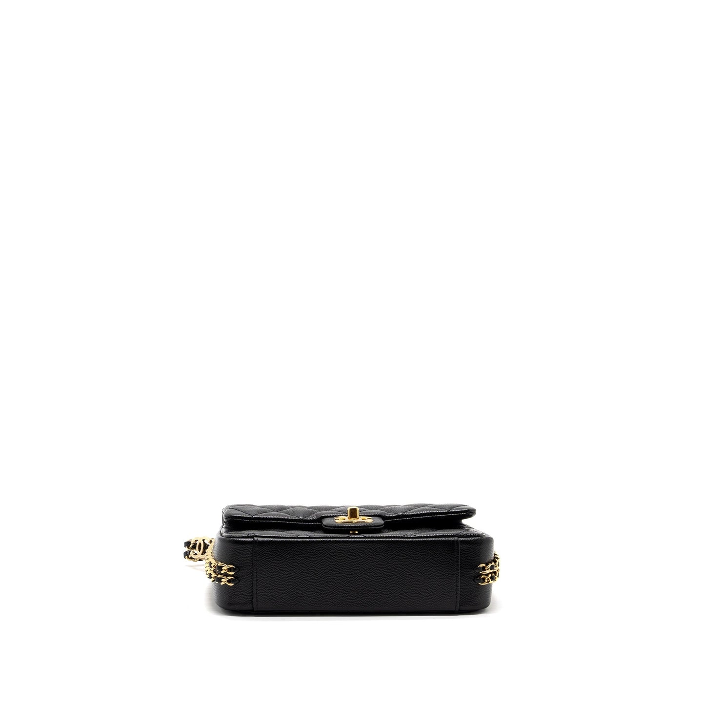 Chanel 23C flap bag with cc logo chain caviar black  (microchip)