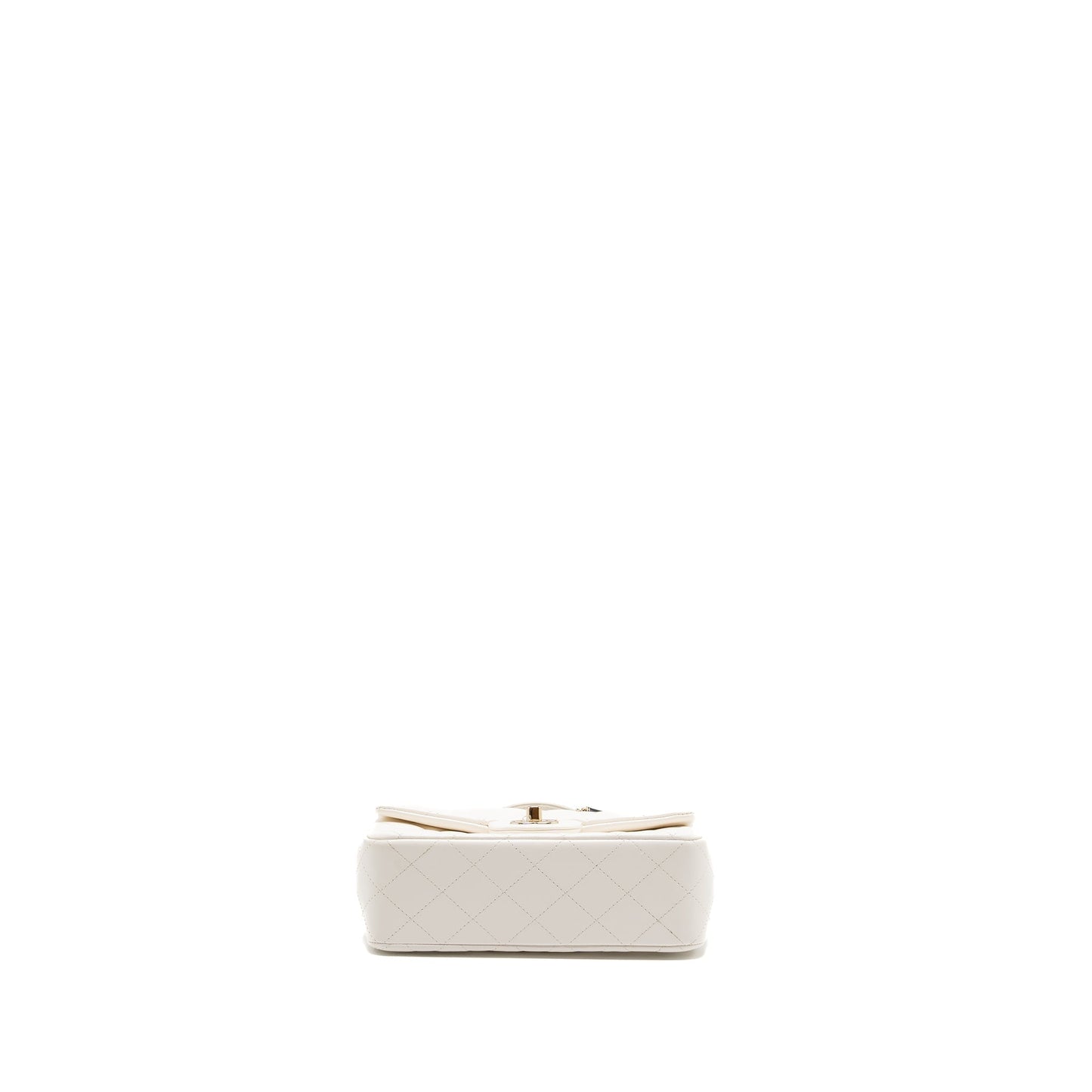 Chanel top handle mini rectangular flap bag lambskin white L (Microchip)