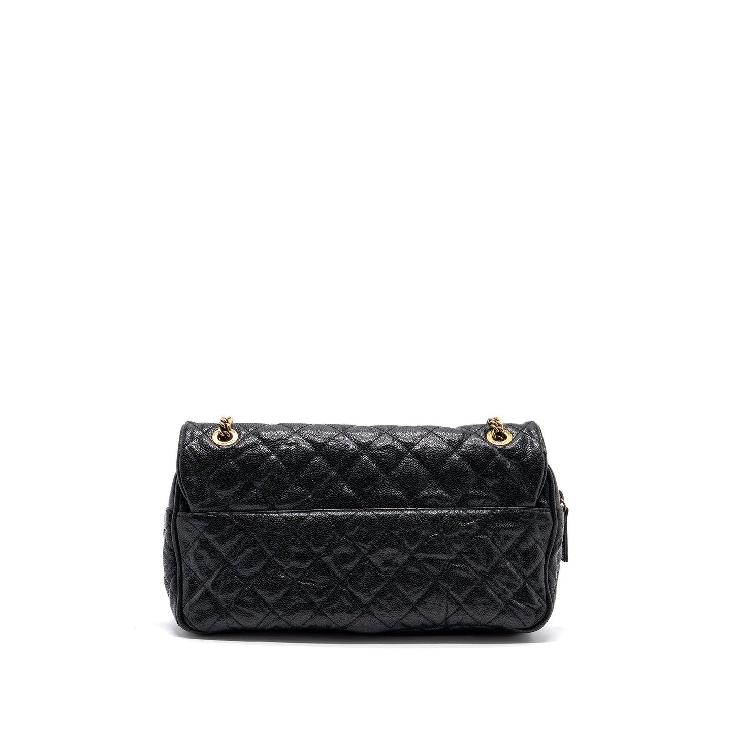 Chanel Large Flap Bag Grained Calfskin Black Brushed