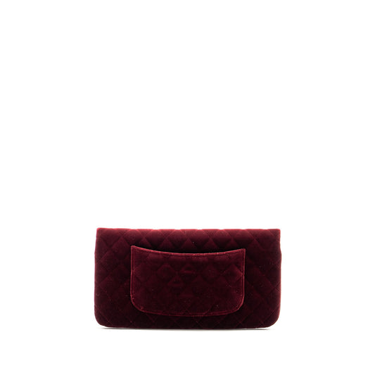 Chanel Folding Clutch Bag Velvet/Lambskin Burgundy L