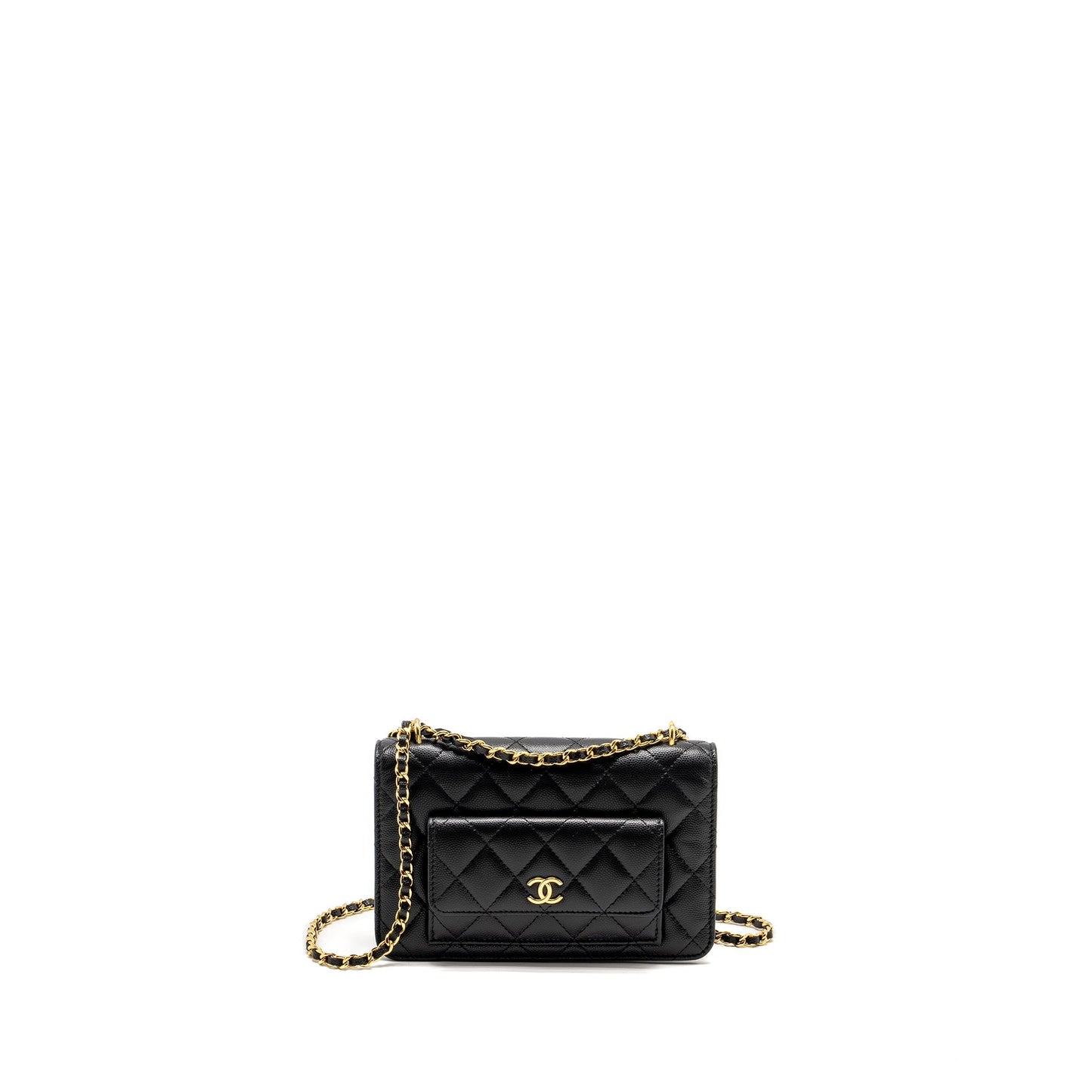 Chanel flap wallet with chain caviar black  (microchip)