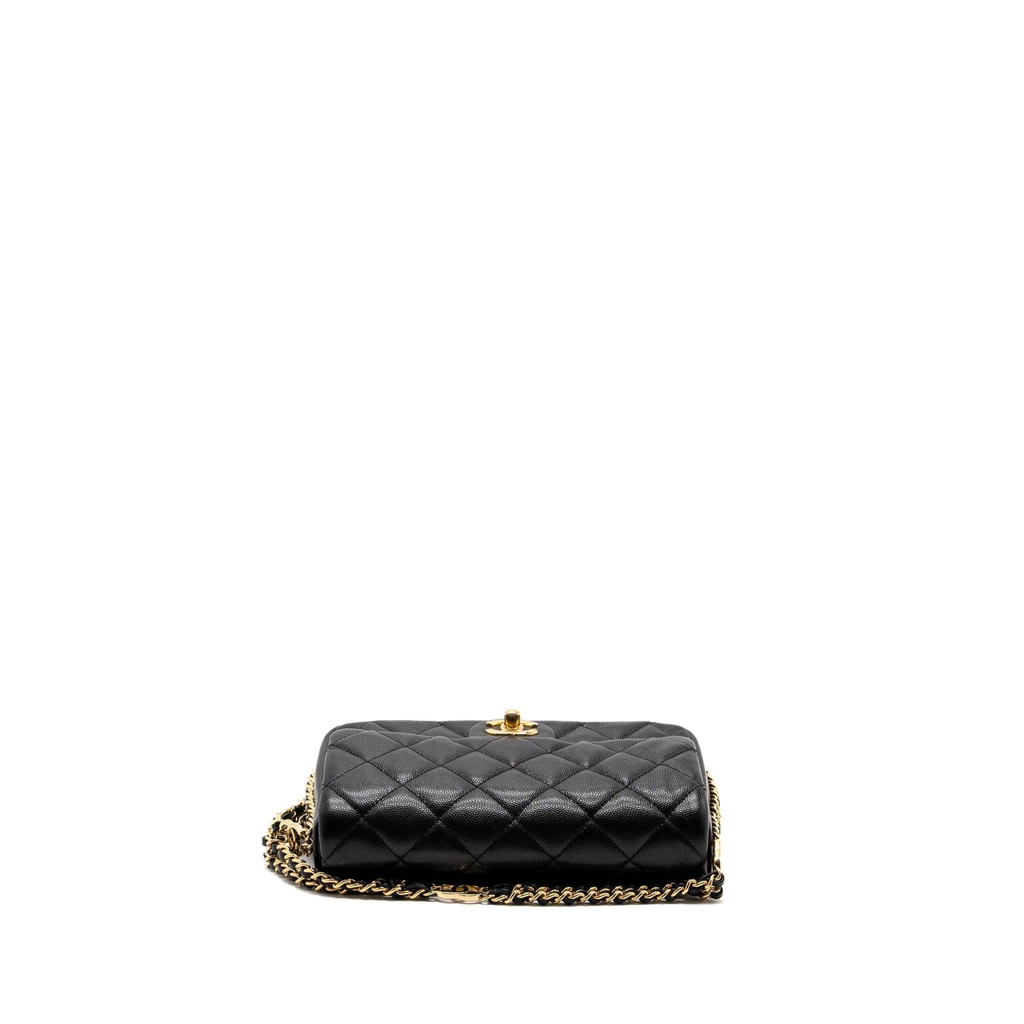 Chanel 23C flap bag with cc logo chain caviar black  (microchip)