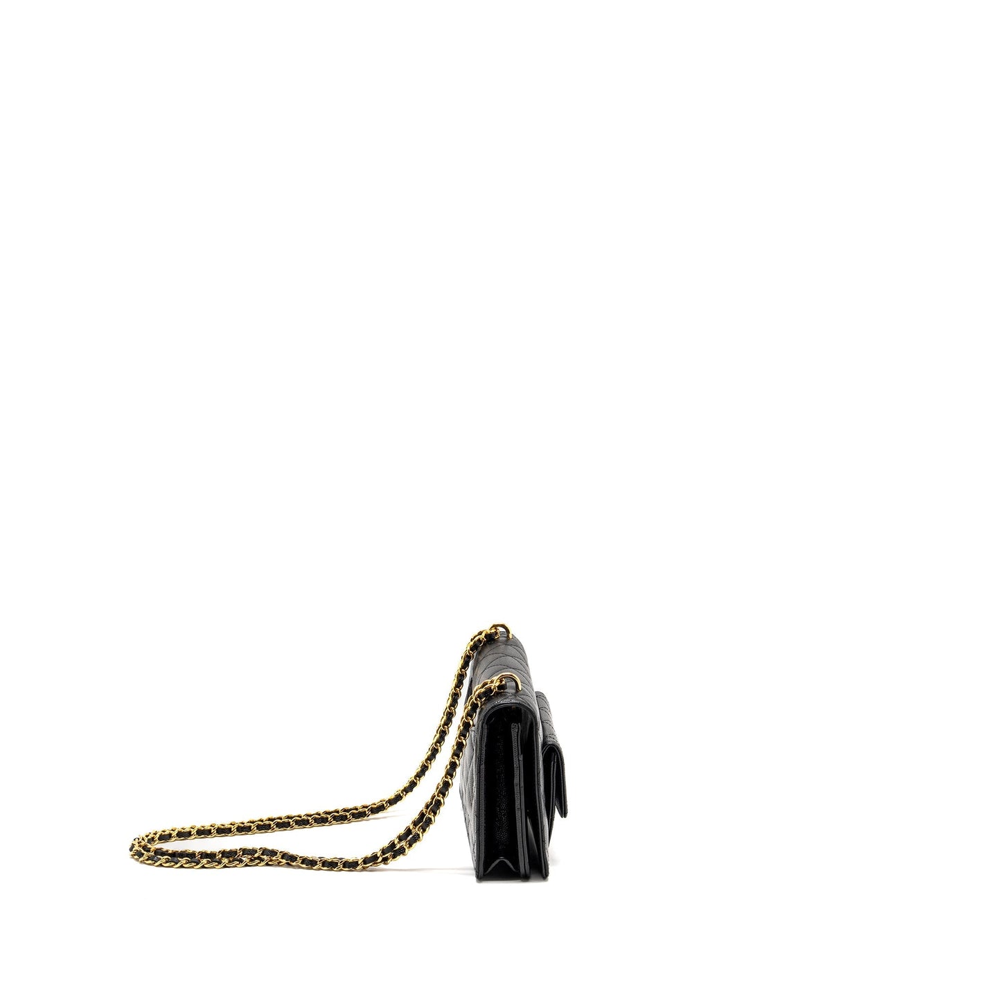 Chanel flap wallet with chain caviar black  (microchip)