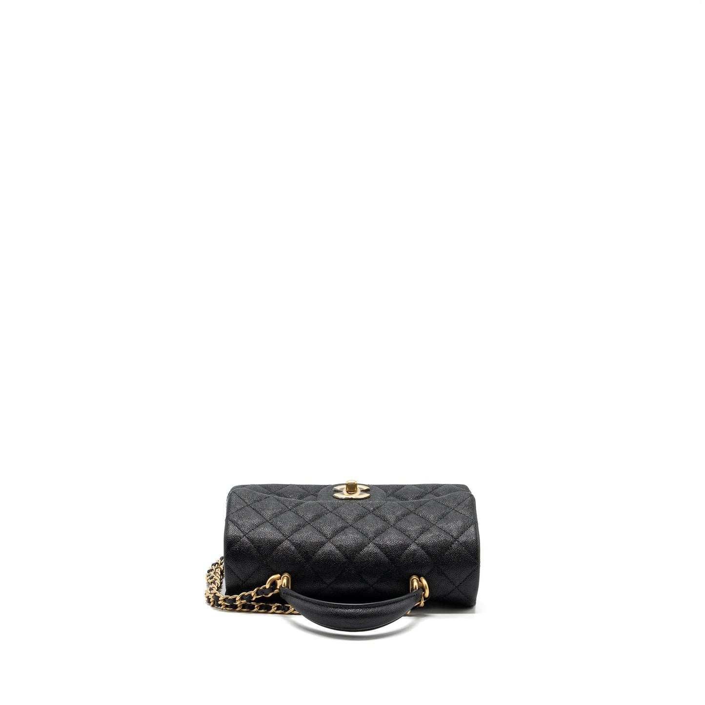 Chanel top handle mini rectangular flap bag caviar black