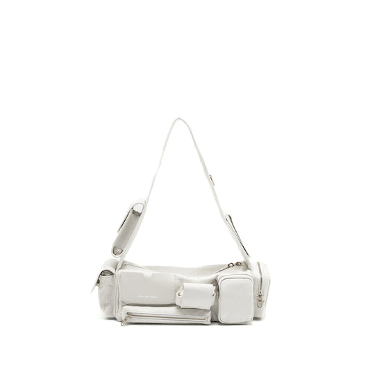 Balenciaga Superbusy Sling Purse Calfskin Optic White
