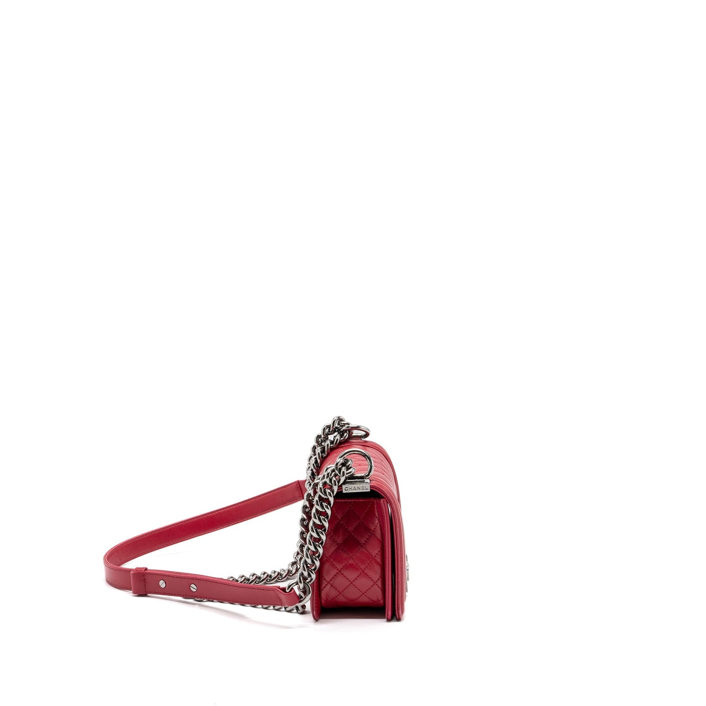 Chanel small boy bag calfskin red