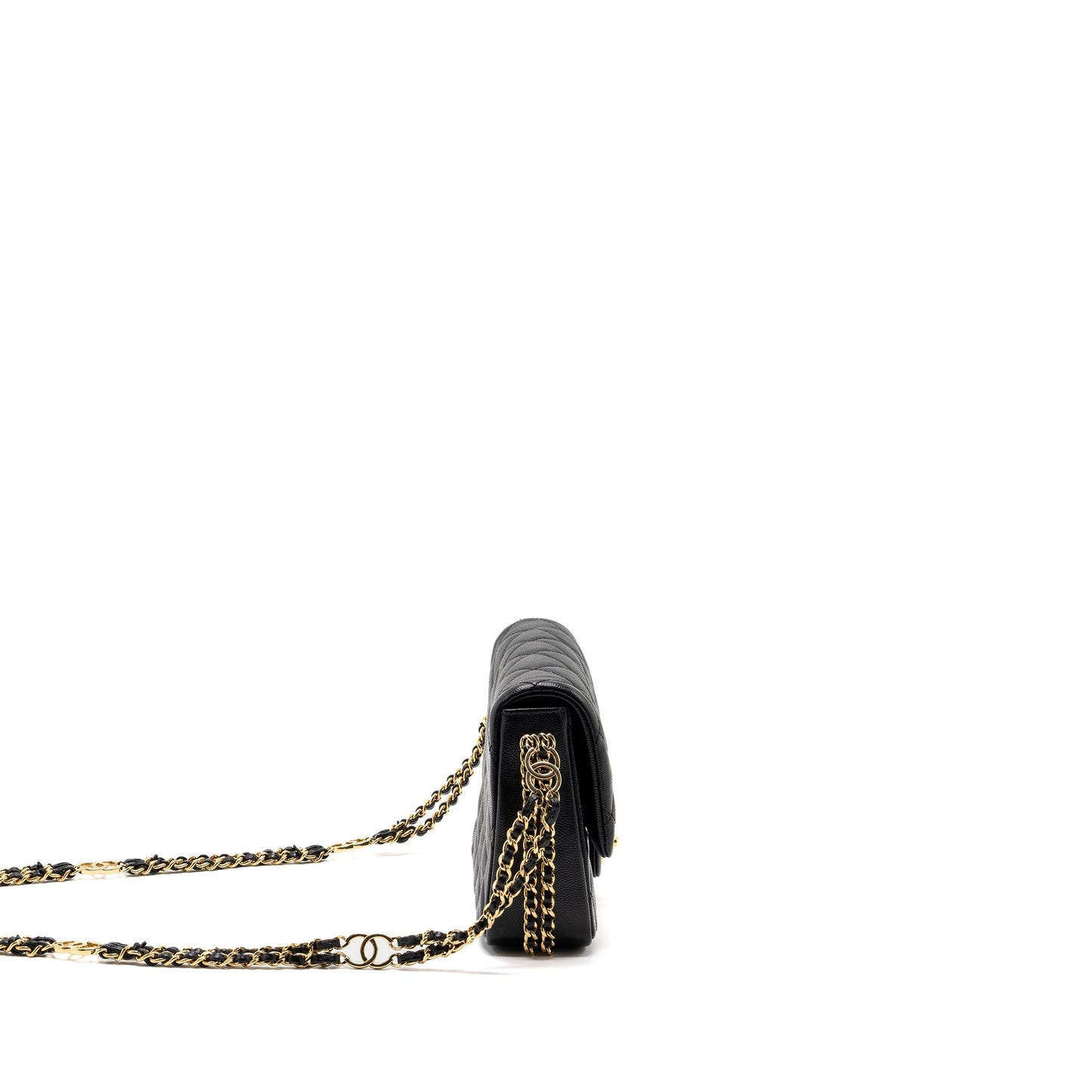 Chanel 23C flap bag with cc logo chain caviar black  (microchip)