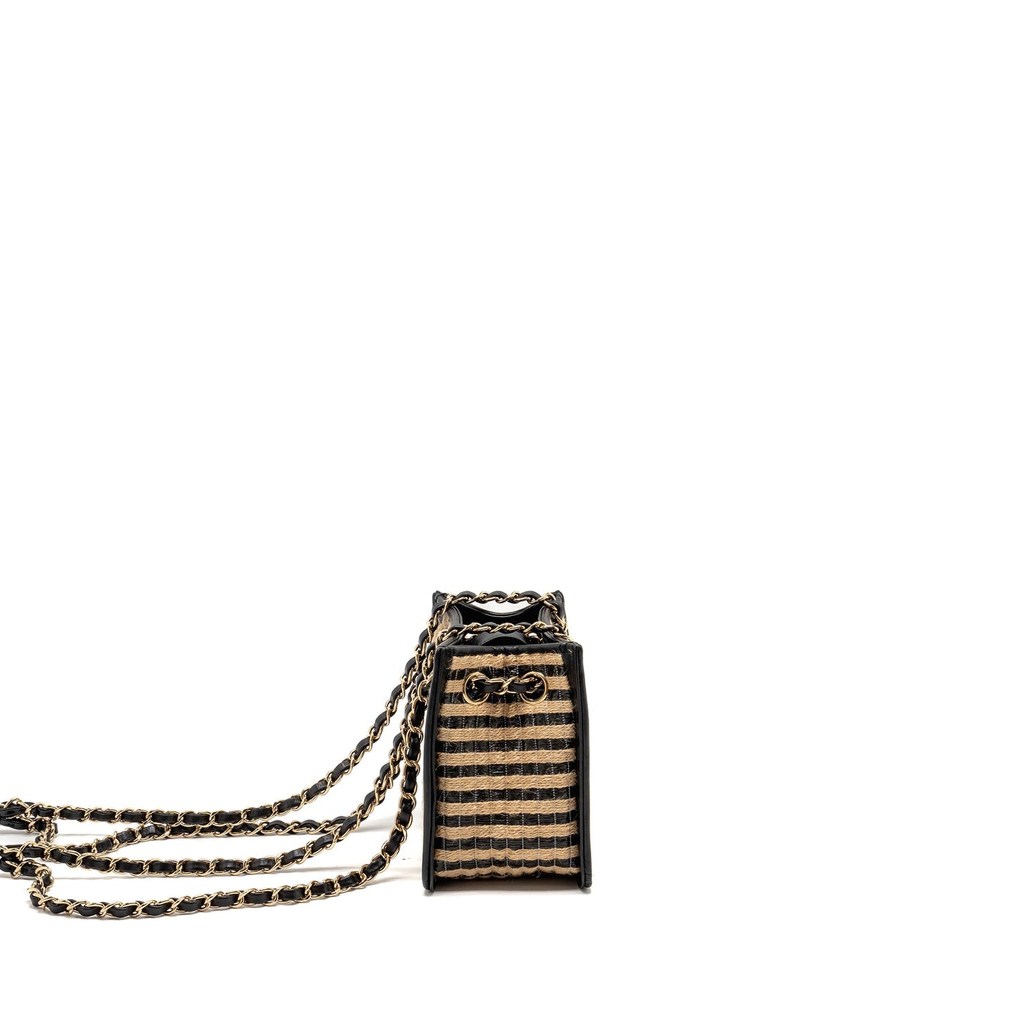 Chanel Urban Jungle Bucket Bag Raffia/Leather Black/Beige L
