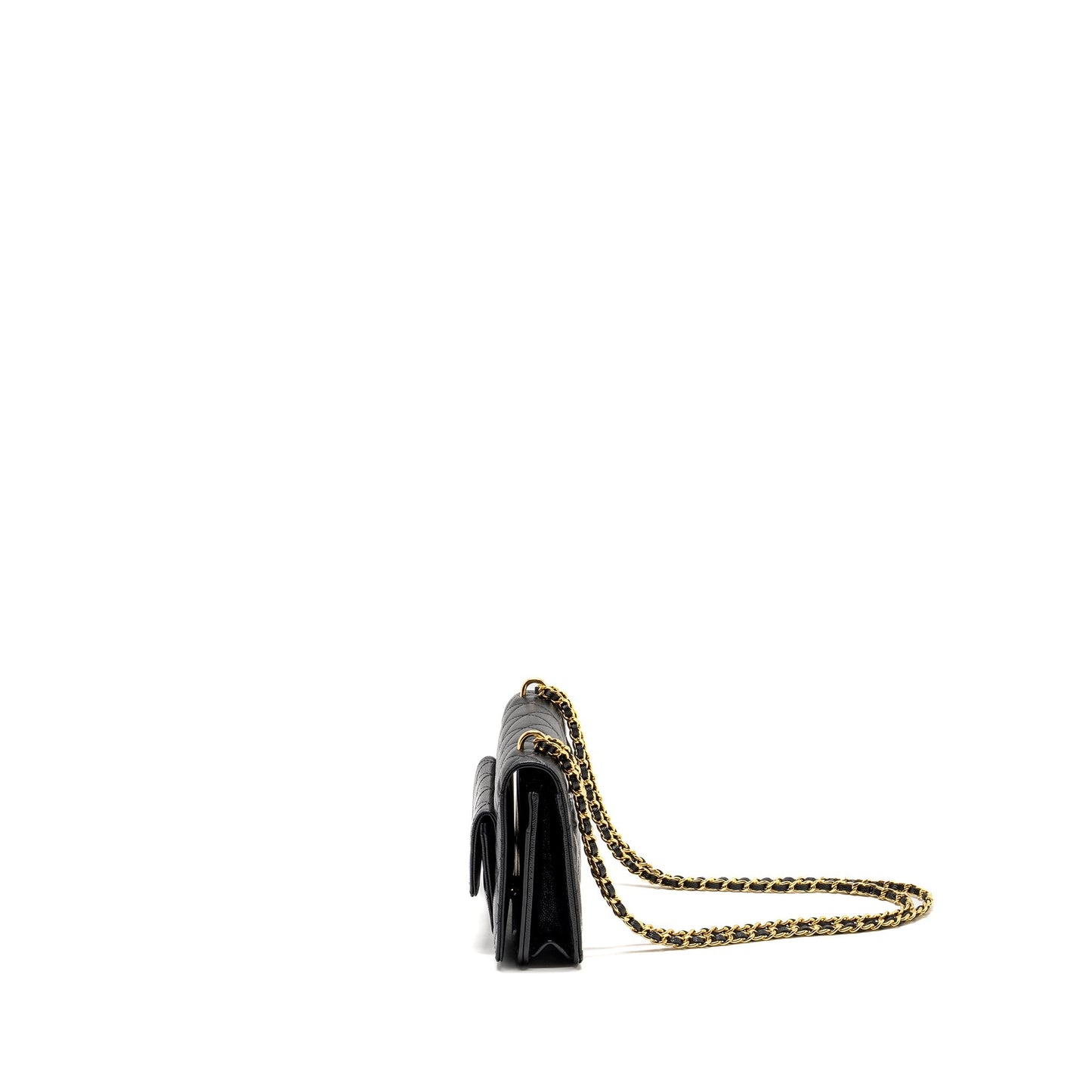 Chanel flap wallet with chain caviar black  (microchip)
