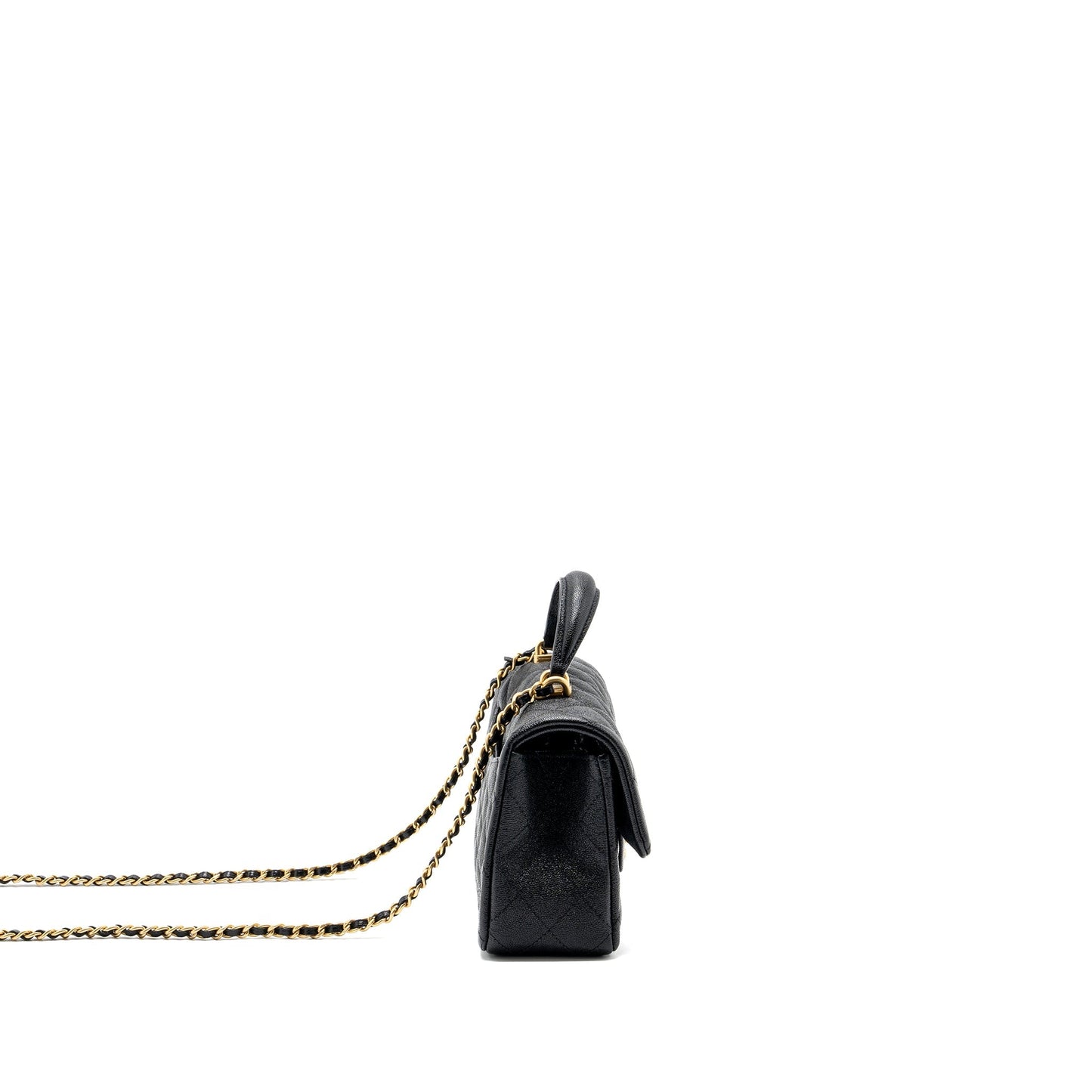 Chanel top handle mini rectangular flap bag caviar black