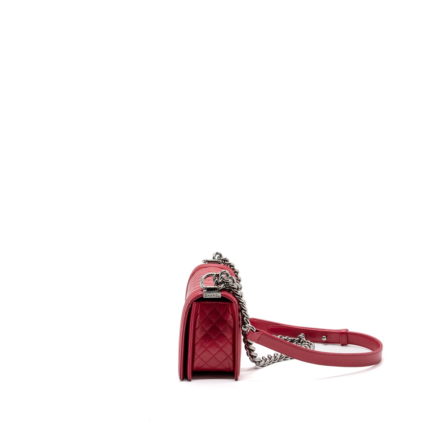 Chanel small boy bag calfskin red