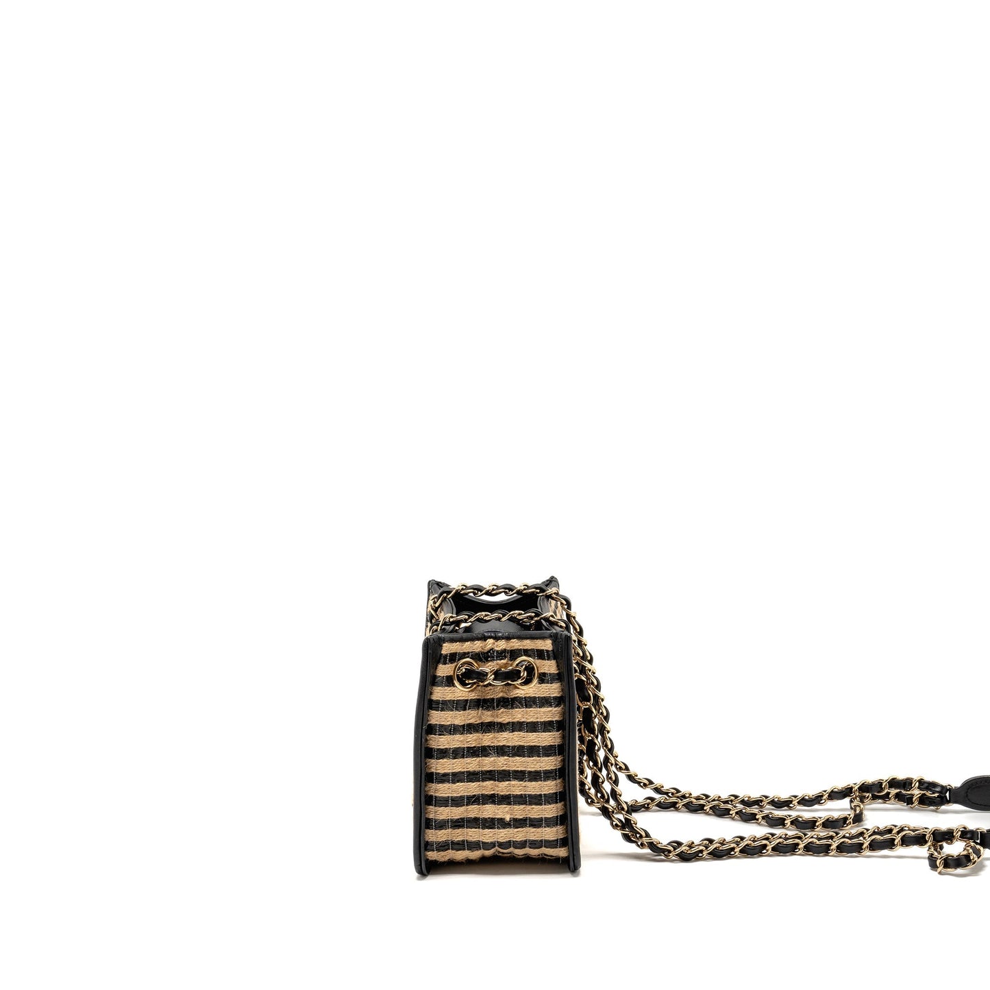 Chanel Urban Jungle Bucket Bag Raffia/Leather Black/Beige L