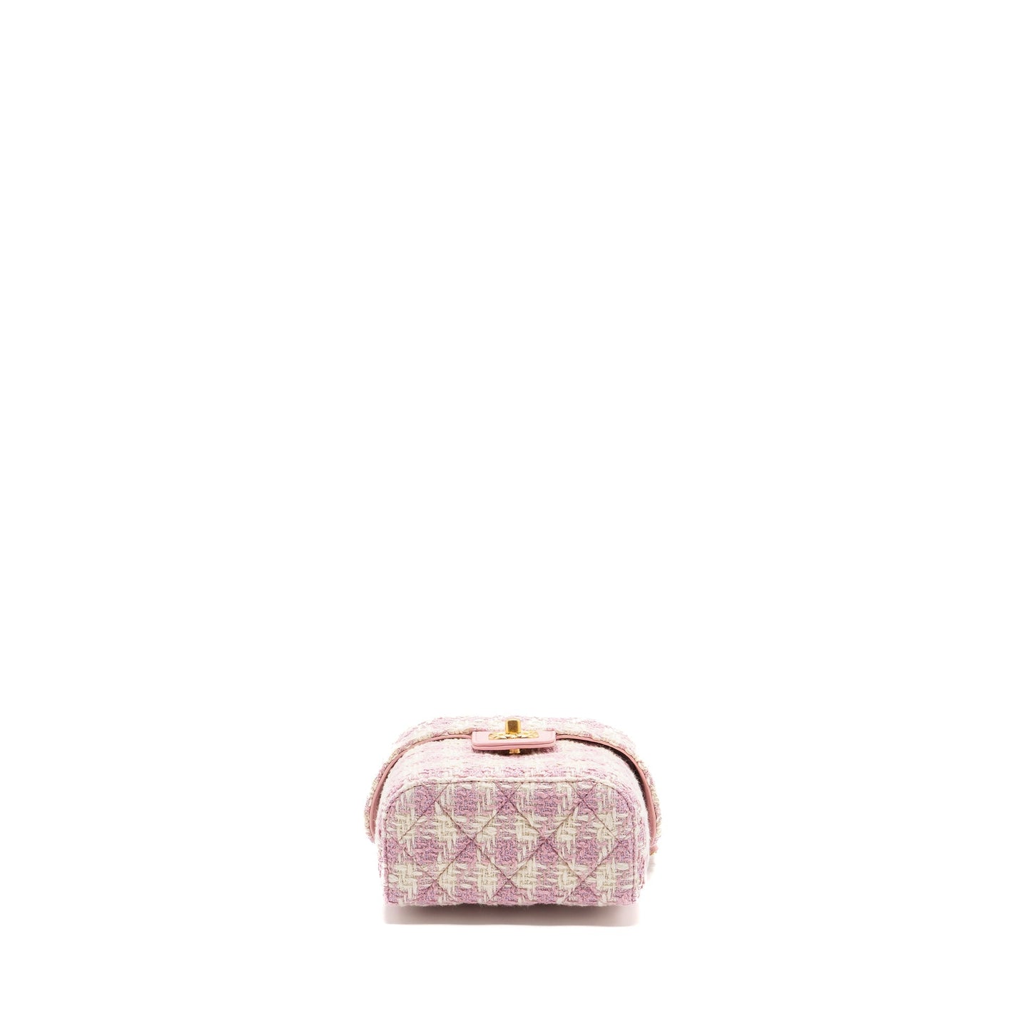 Chanel 23s Top Handle Small Vanity Case With Chain Tweed/lambskin Pink Brushed (Microchip)
