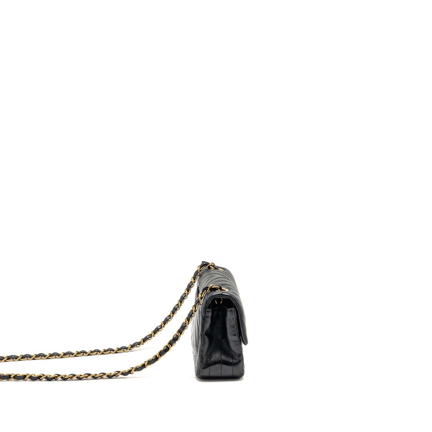 Chanel Mini Rectangular Flap Bag Chevron Lambskin Black