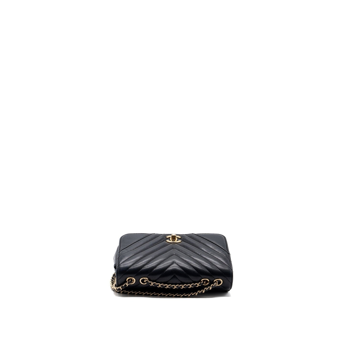 Chanel Chevron Flap Bag Calfskin Black
