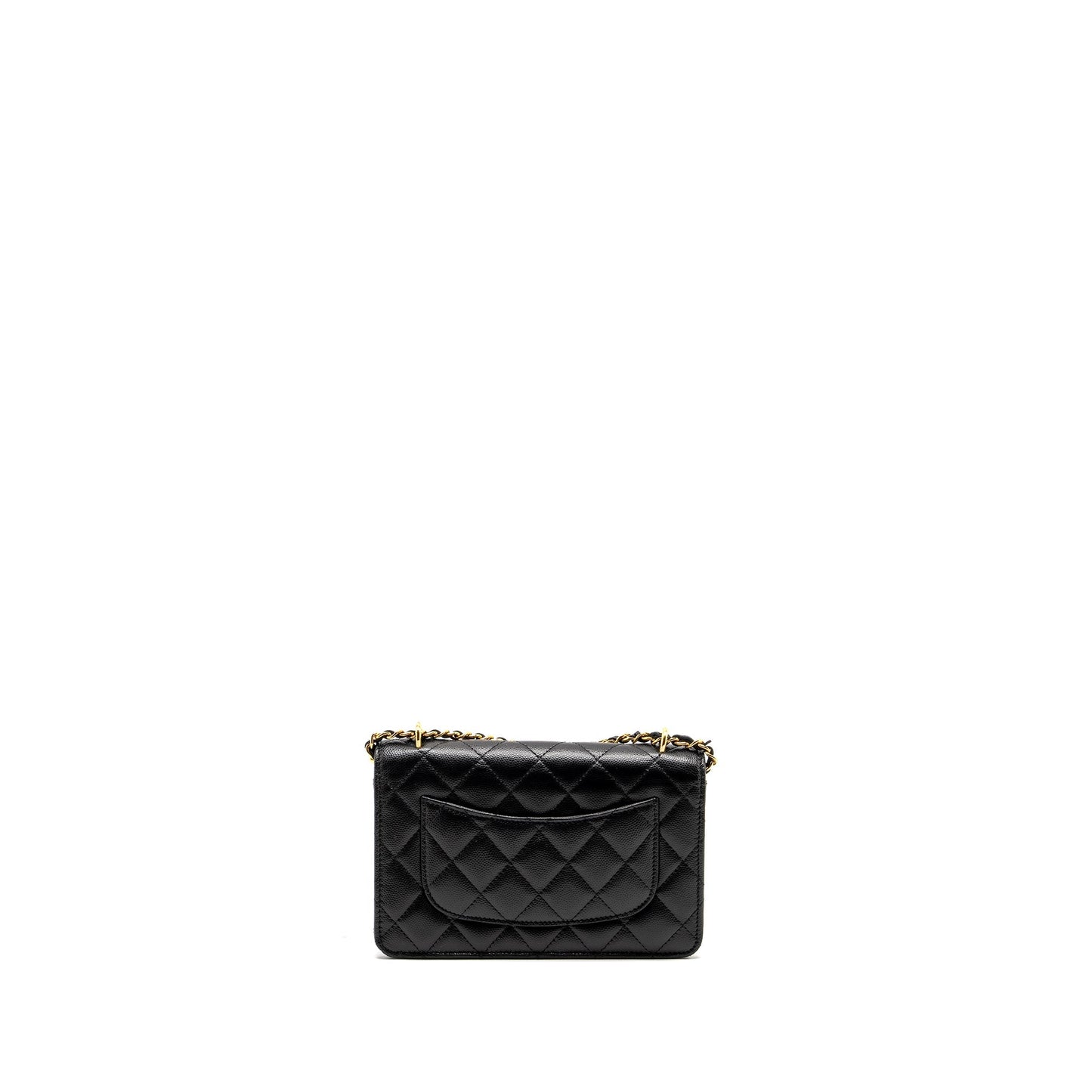 Chanel flap wallet with chain caviar black  (microchip)