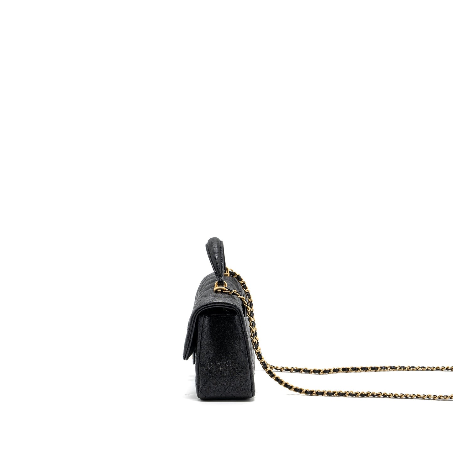 Chanel top handle mini rectangular flap bag caviar black