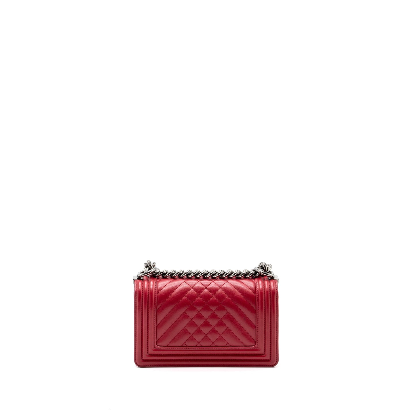Chanel small boy bag calfskin red