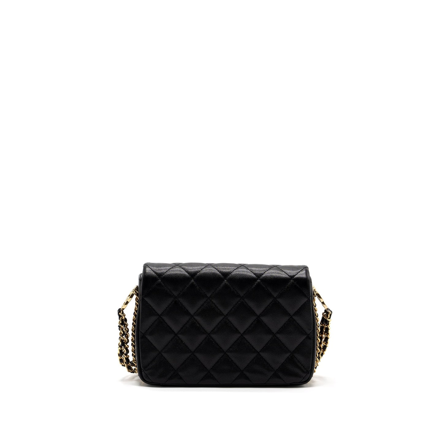 Chanel 23C flap bag with cc logo chain caviar black  (microchip)