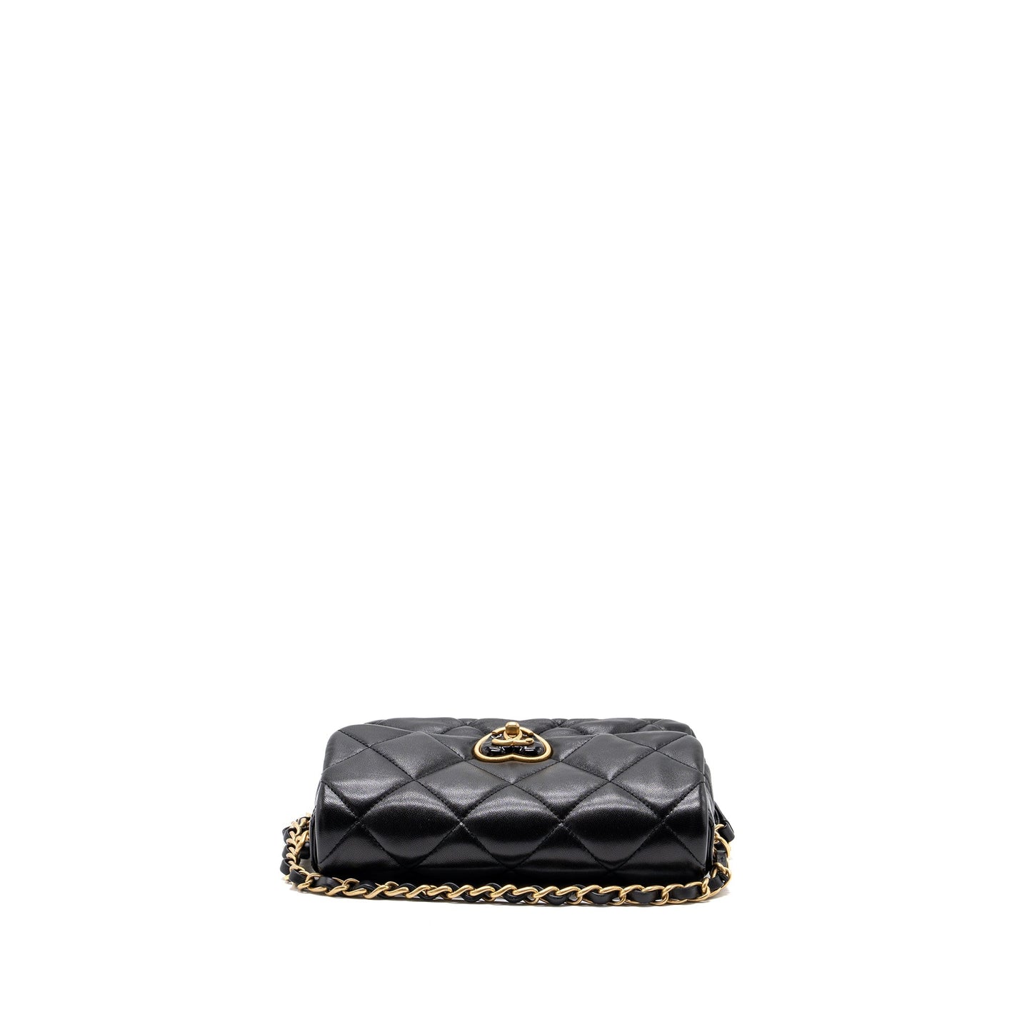 Chanel 23s Coco Love Flap Bag Lambskin Black Brushed (Microchip)