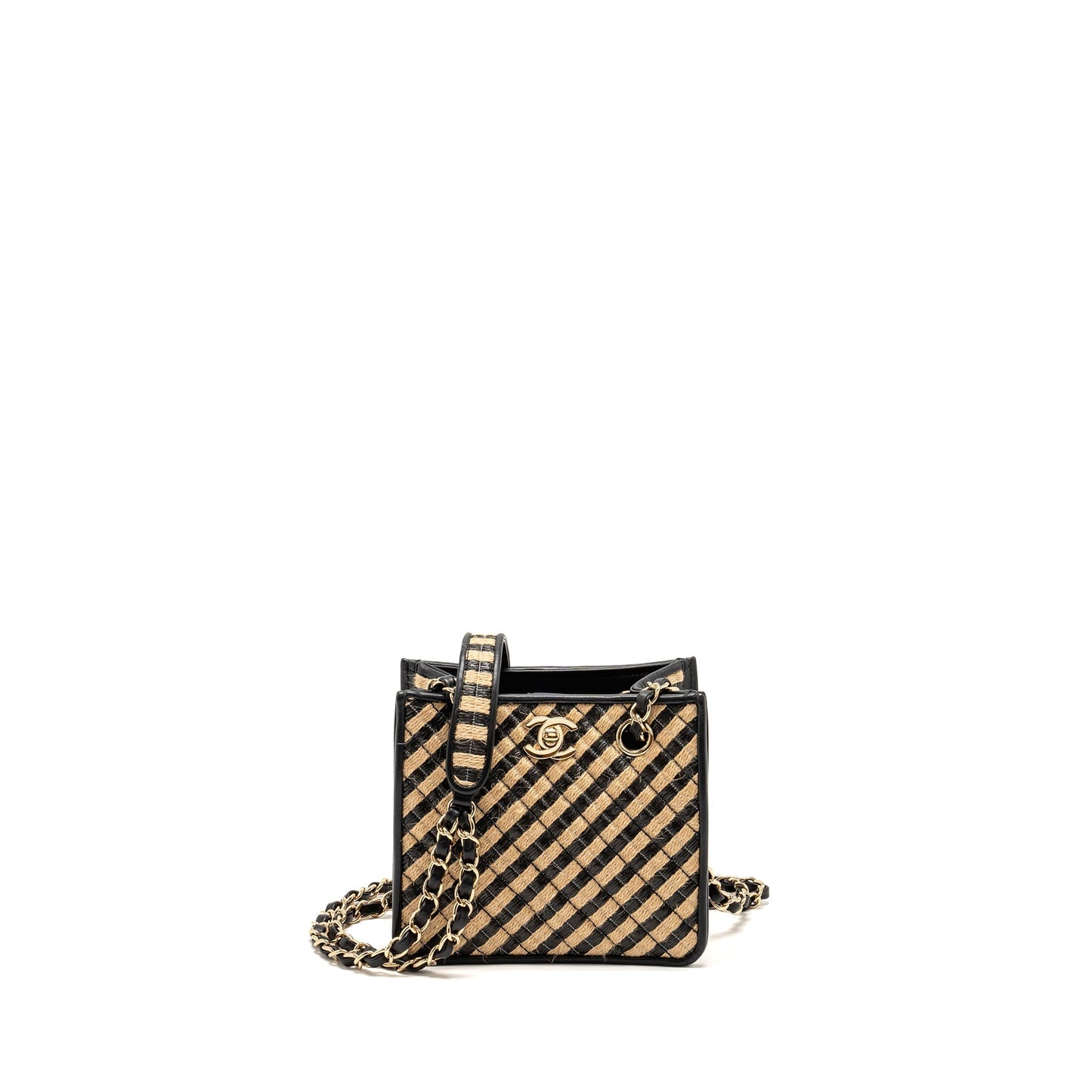 Chanel Urban Jungle Bucket Bag Raffia/Leather Black/Beige L