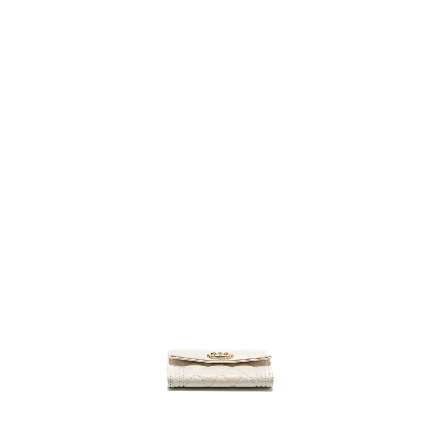 Chanel Boy Flap Card Holder Caviar White L