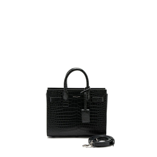 Saint laurent Sac De Jour Nano Crocodile-Embossed calfskin dark green