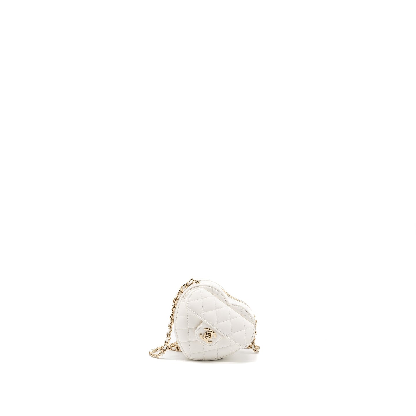 Chanel 22S Small Heart Bag Lambskin White L