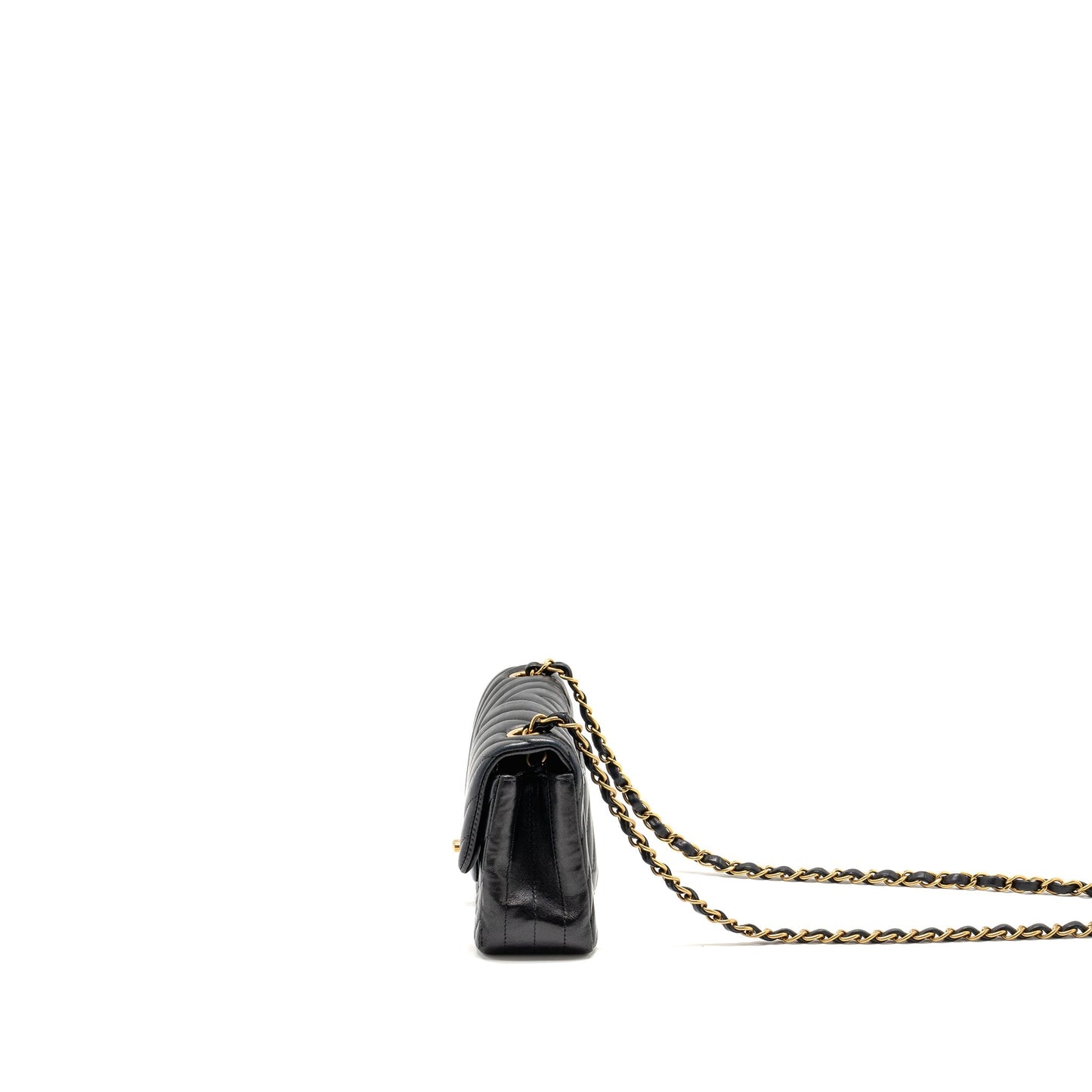 Chanel Mini Rectangular Flap Bag Chevron Lambskin Black