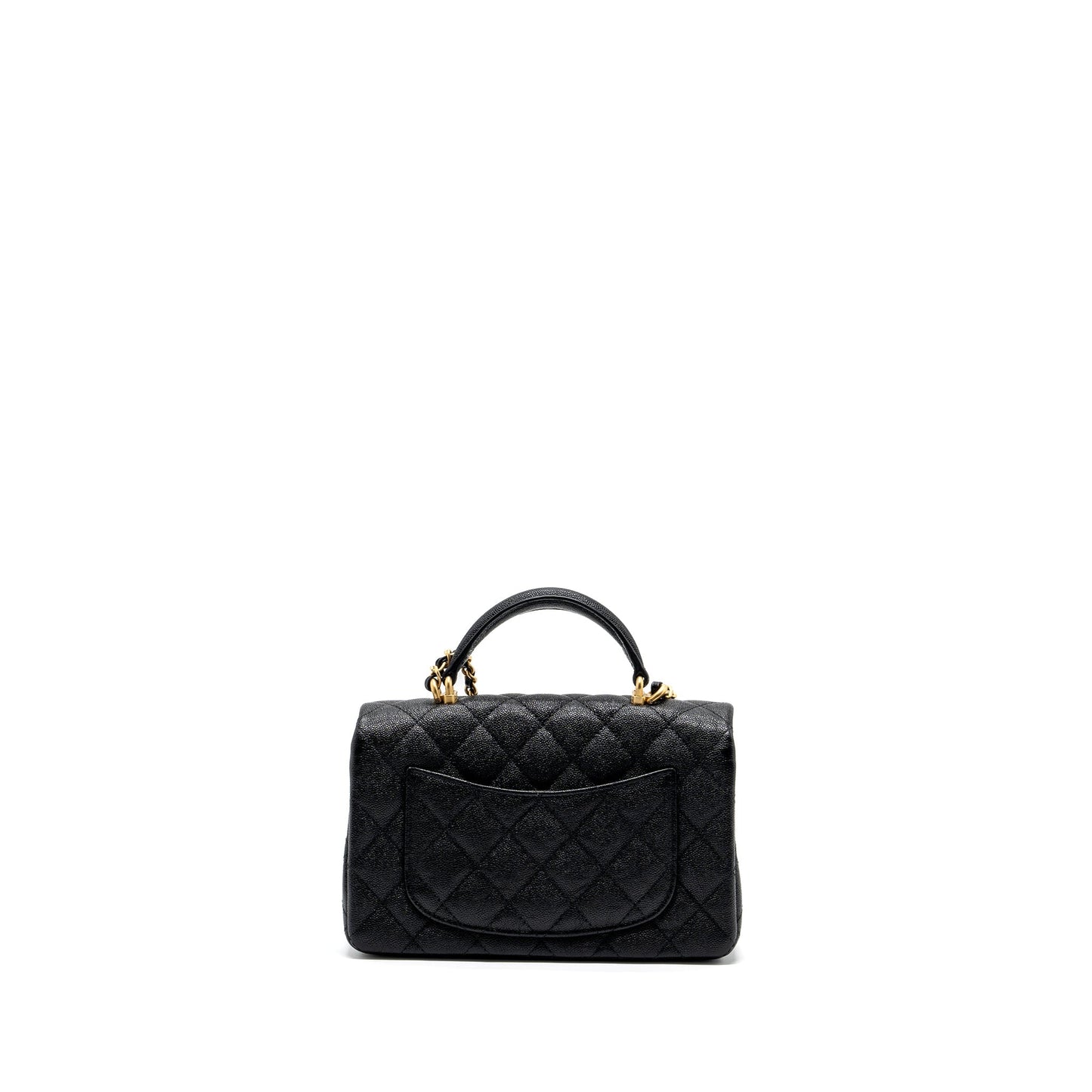 Chanel top handle mini rectangular flap bag caviar black