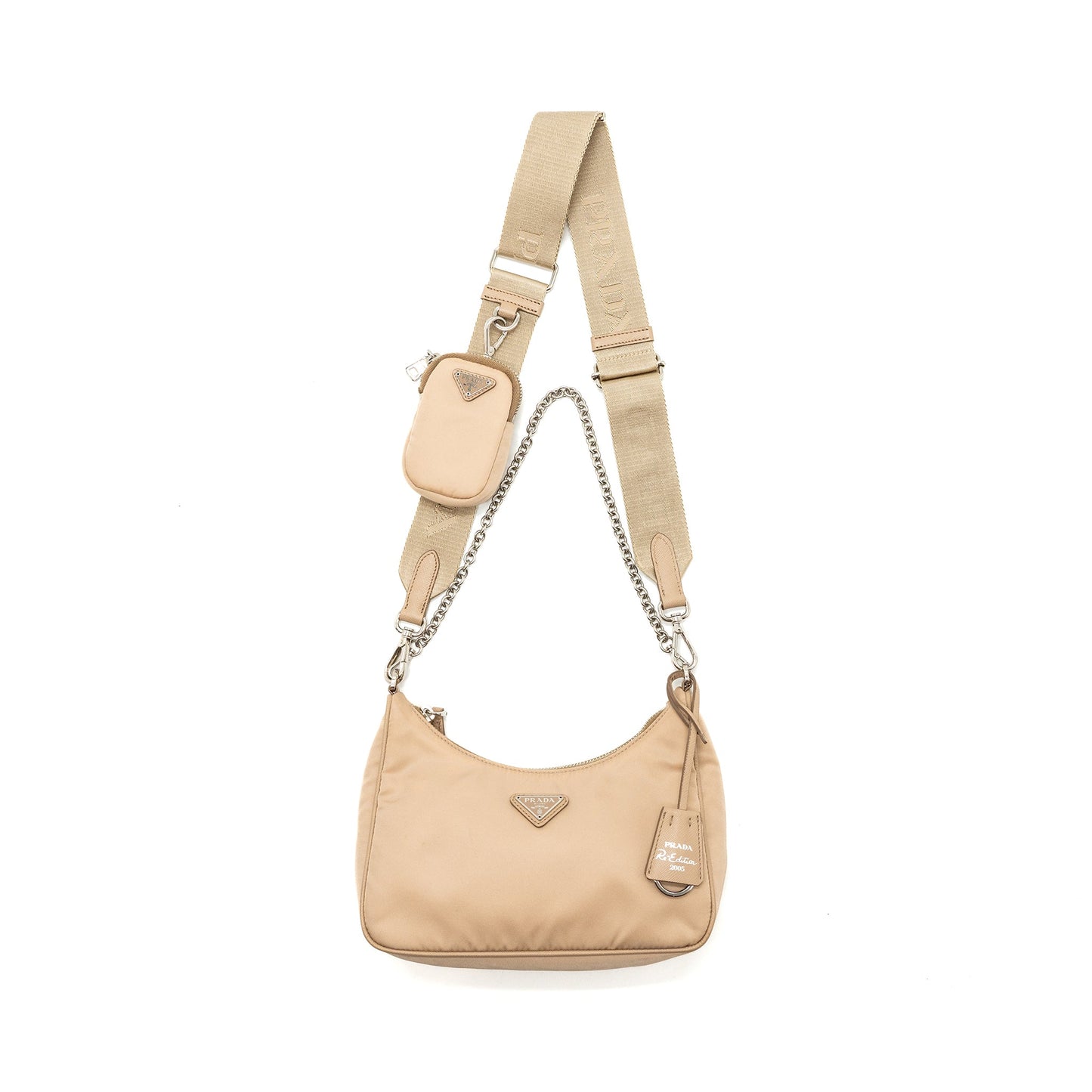 Prada Re-edition 2005 Mini Purse Re-Nylon Beige