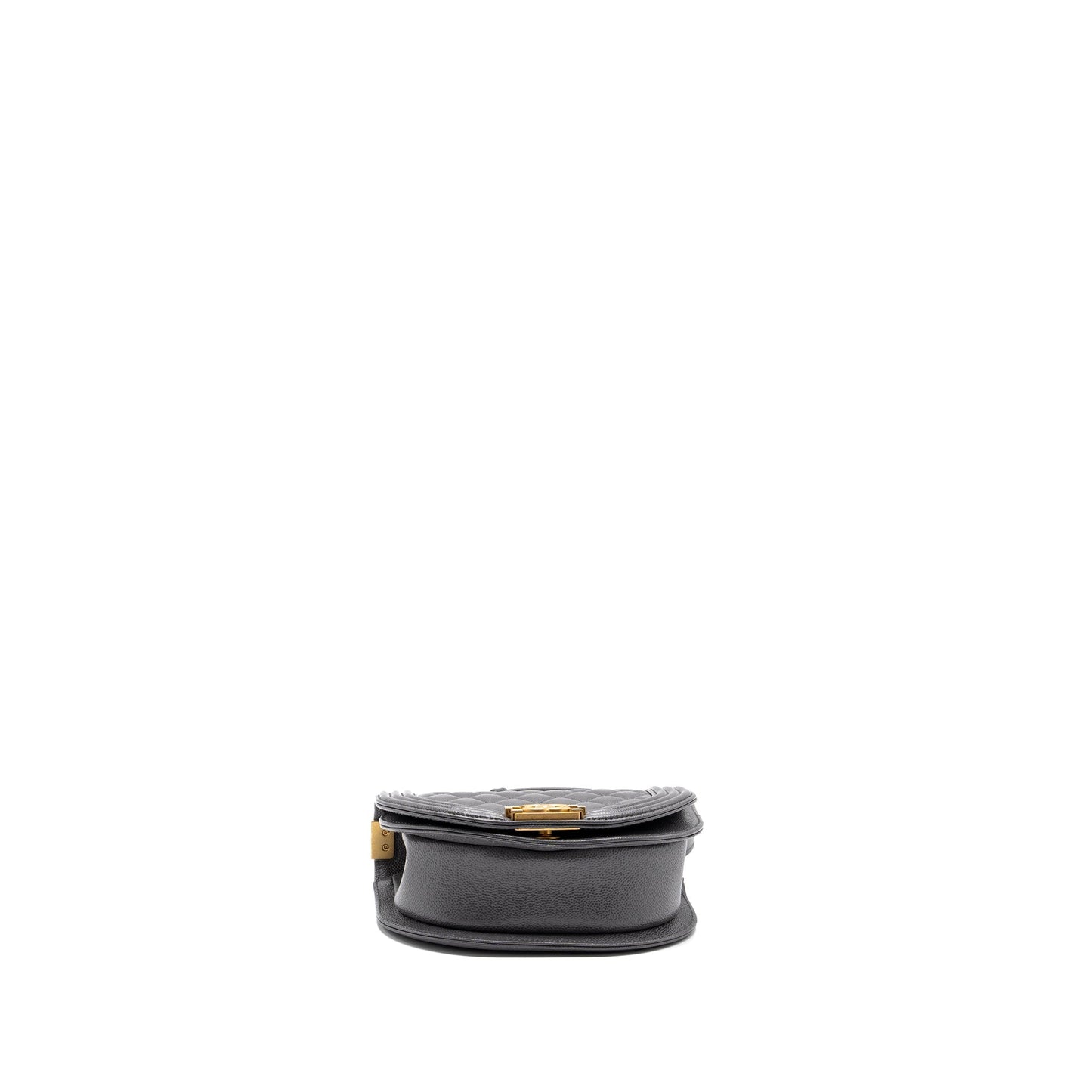 Chanel 22A Round Boy Messenger Bag Caviar Grey (Microchip)