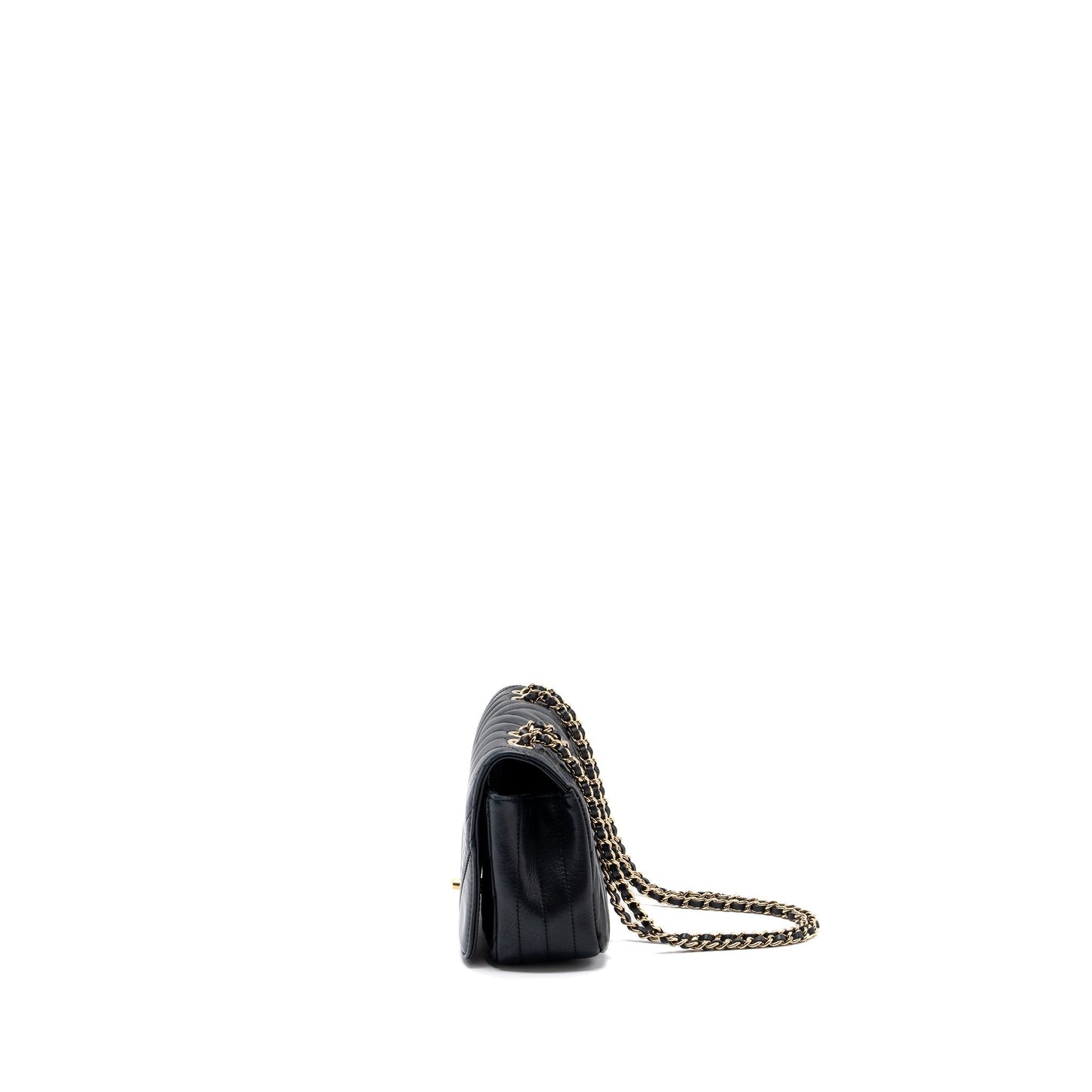 Chanel Chevron Flap Bag Calfskin Black